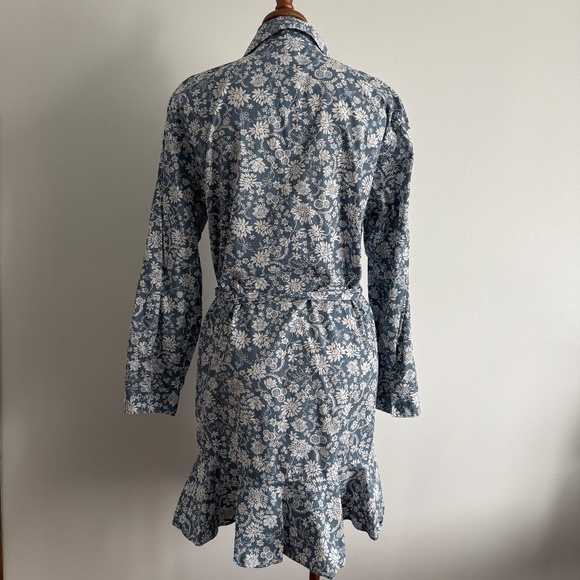 Chaps - Blue and White Floral Button Down Midi Dress - Picture 4 of 12